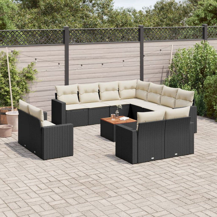 Set Mobilier De Grădină Cu Perne, 13 Piese, , Poliratan