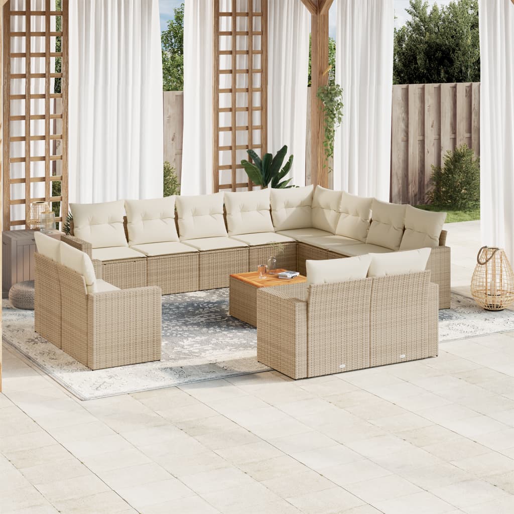 Set Mobilier De Grădină Cu Perne, 13 Piese, , Poliratan
