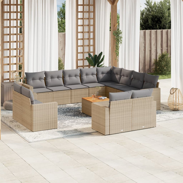 Set Mobilier De Grădină Cu Perne, 13 Piese, , Poliratan
