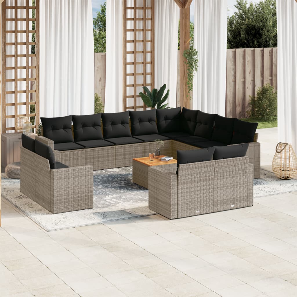 Set Mobilier De Grădină Cu Perne, 13 Piese, , Poliratan