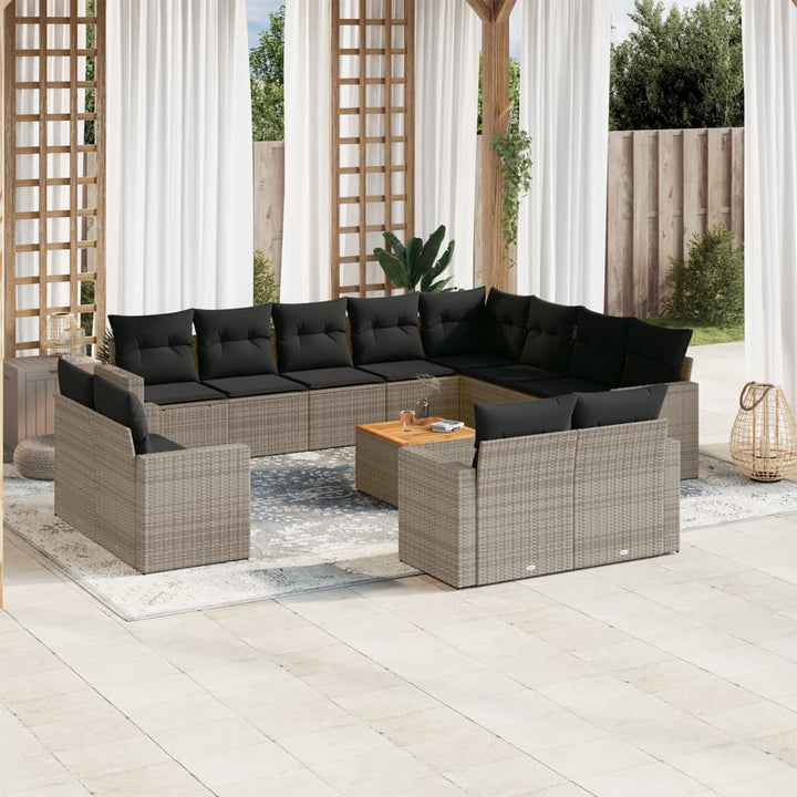 Set Mobilier De Grădină Cu Perne, 13 Piese, , Poliratan