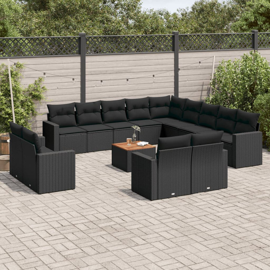 Set Mobilier De Grădină Cu Perne, 14 Piese, , Poliratan