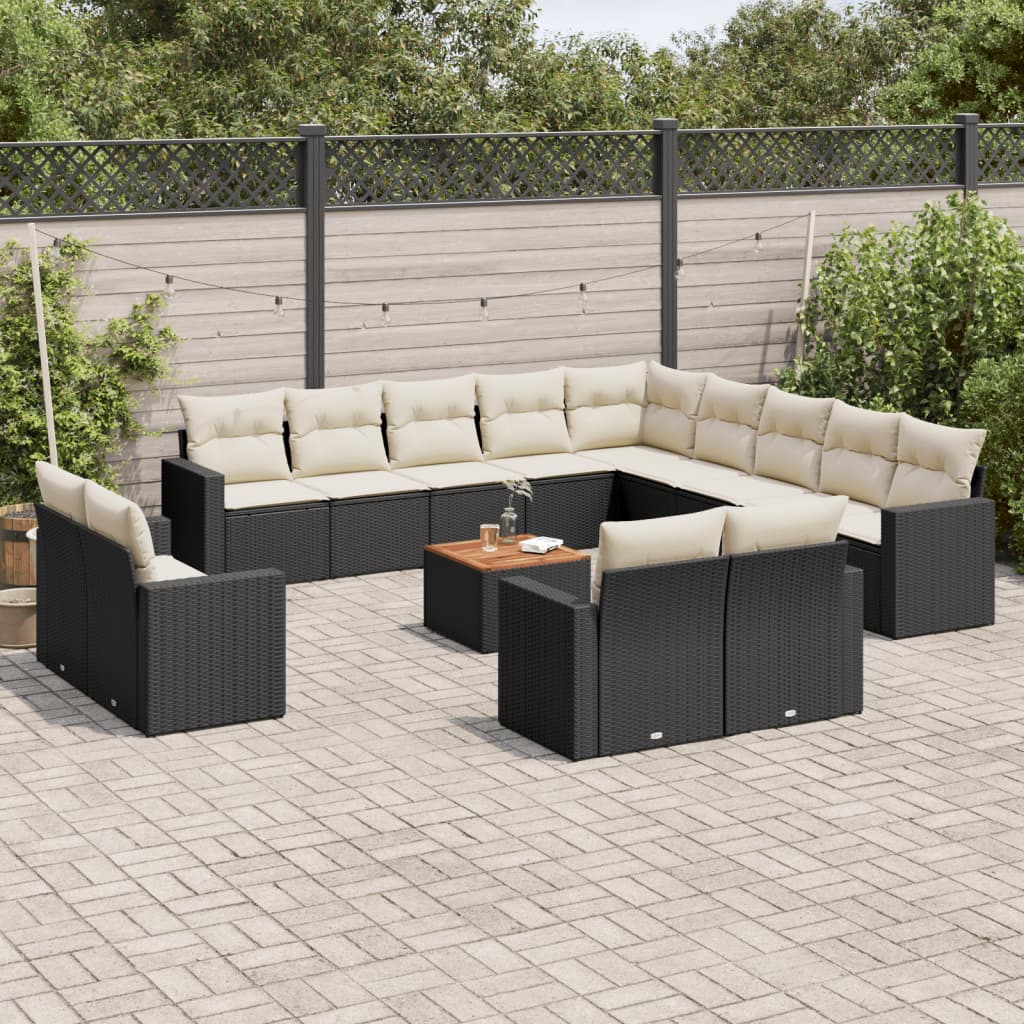Set Mobilier De Grădină Cu Perne, 14 Piese, , Poliratan
