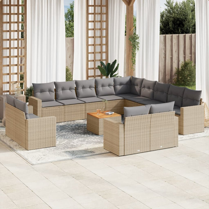 Set Mobilier De Grădină Cu Perne, 14 Piese, , Poliratan