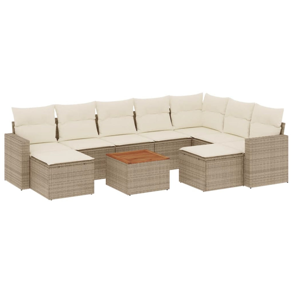 Set Canapele De Grădină Cu Perne, 10 Piese, Bej, Poliratan