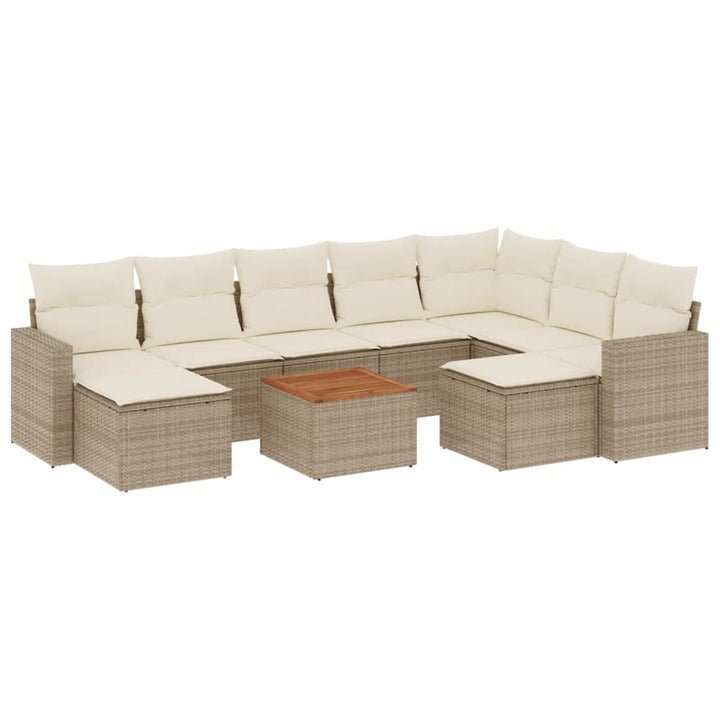 Set Canapele De Grădină Cu Perne, 10 Piese, Bej, Poliratan