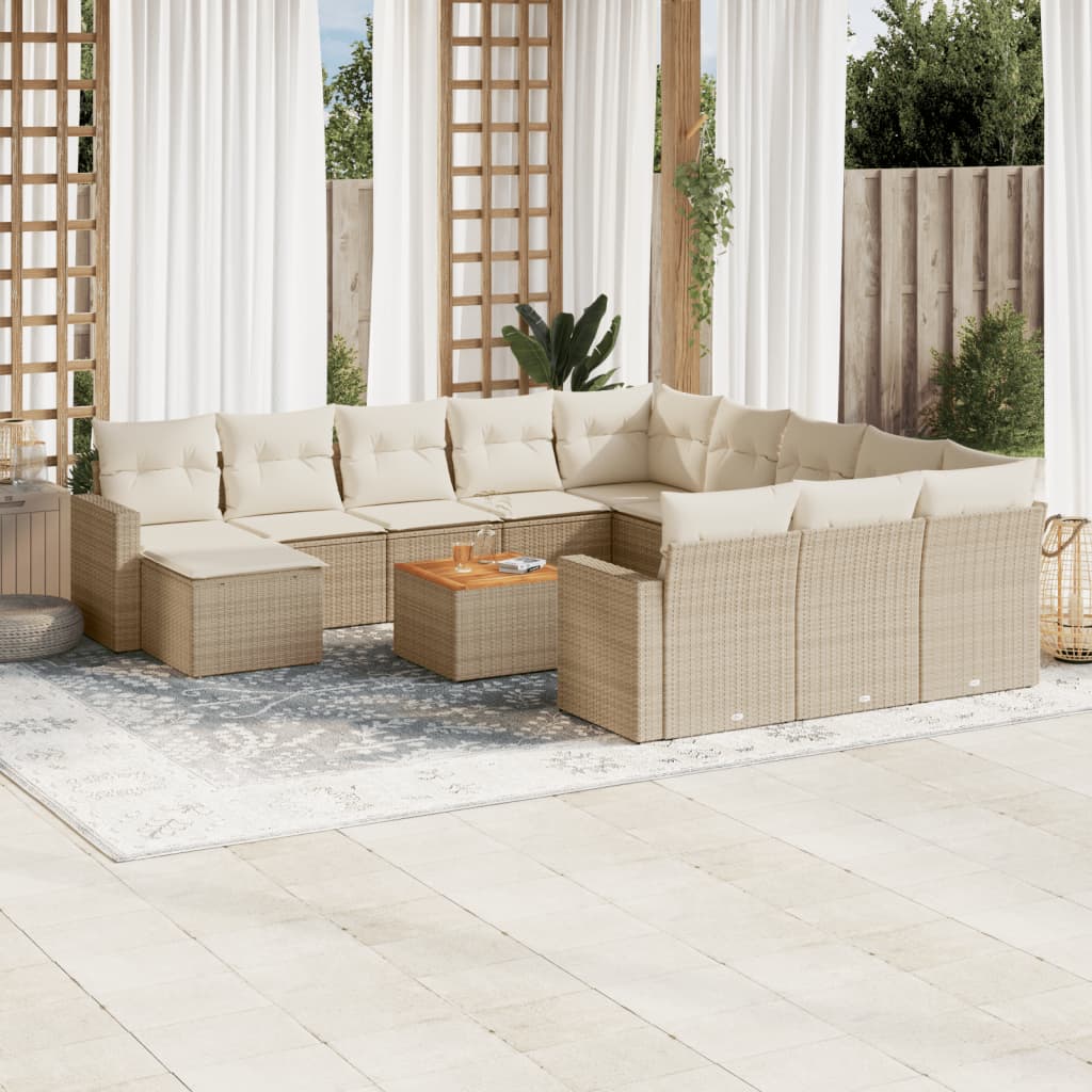 Set Mobilier De Grădină Cu Perne, 13 Piese, , Poliratan