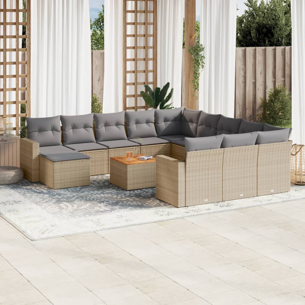Set Mobilier De Grădină Cu Perne, 13 Piese, , Poliratan