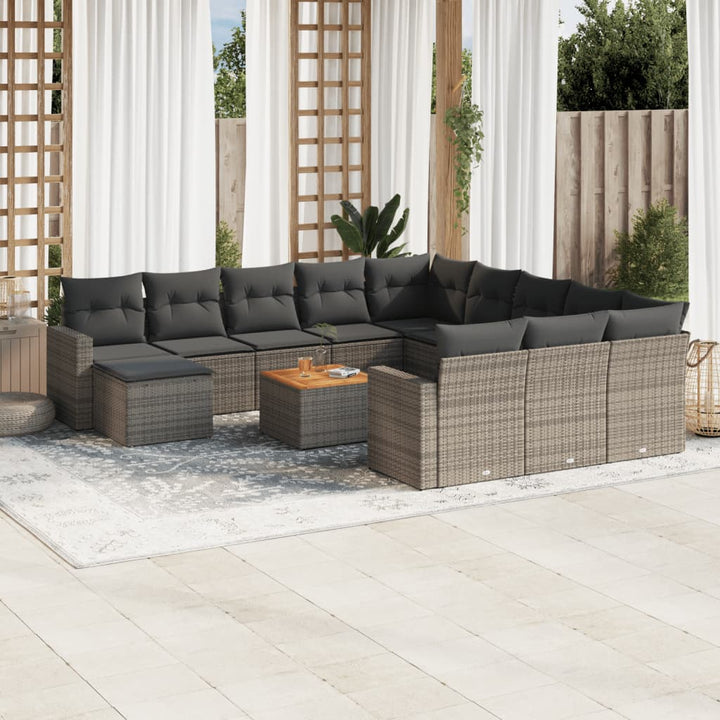Set Mobilier De Grădină Cu Perne, 13 Piese, , Poliratan