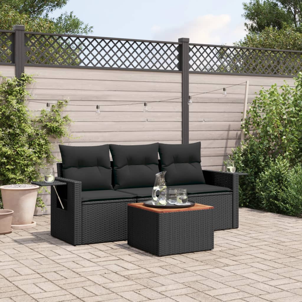 Set Mobilier De Grădină Cu Perne, 4 Piese, , Poliratan