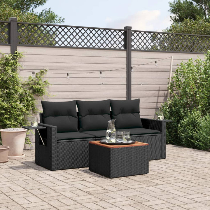 Set Mobilier De Grădină Cu Perne, 4 Piese, , Poliratan