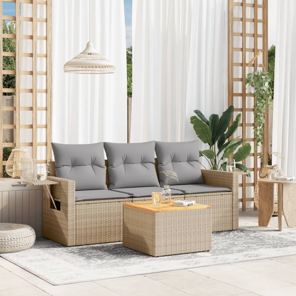 Set Mobilier De Grădină Cu Perne, 4 Piese, , Poliratan