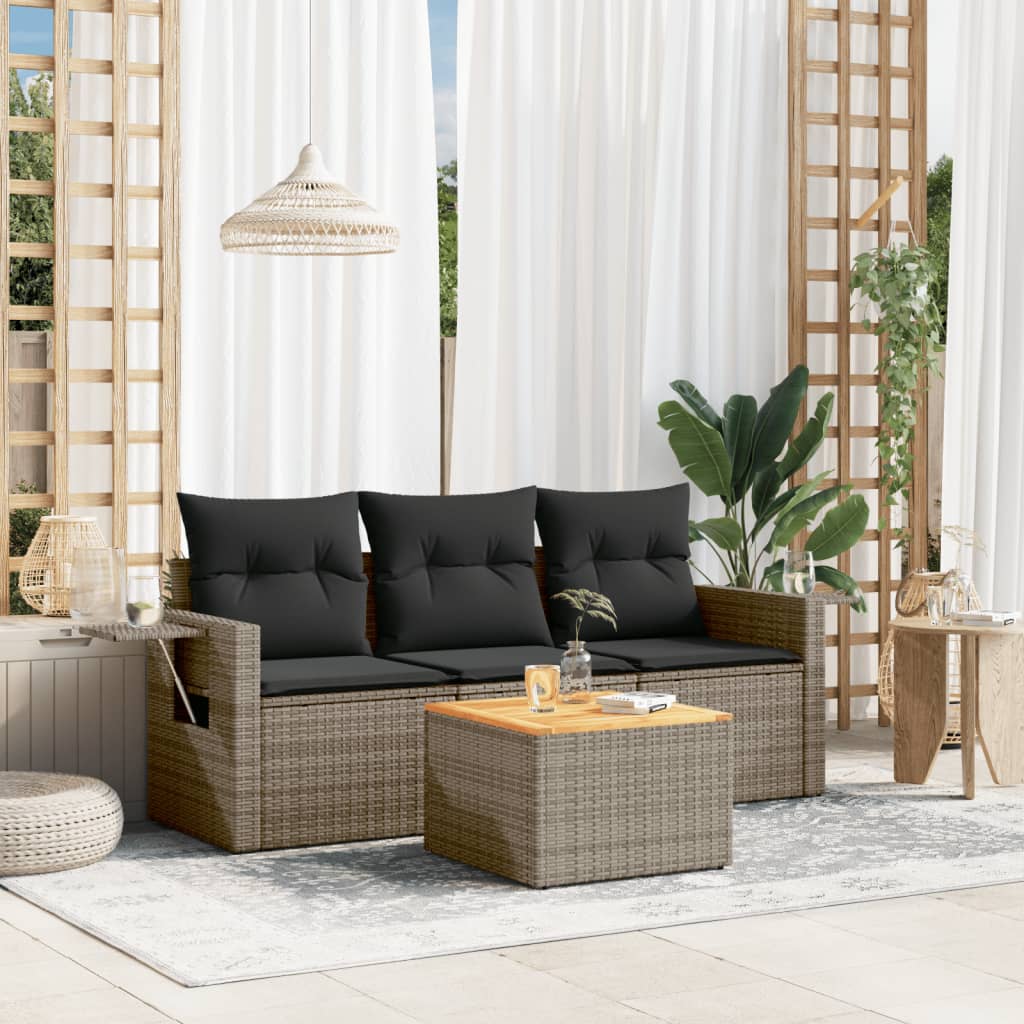 Set Mobilier De Grădină Cu Perne, 4 Piese, , Poliratan