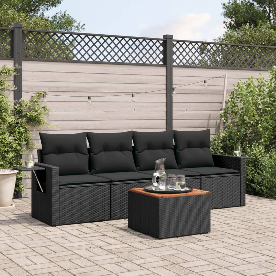 Set Mobilier De Grădină Cu Perne, 5 Piese, , Poliratan