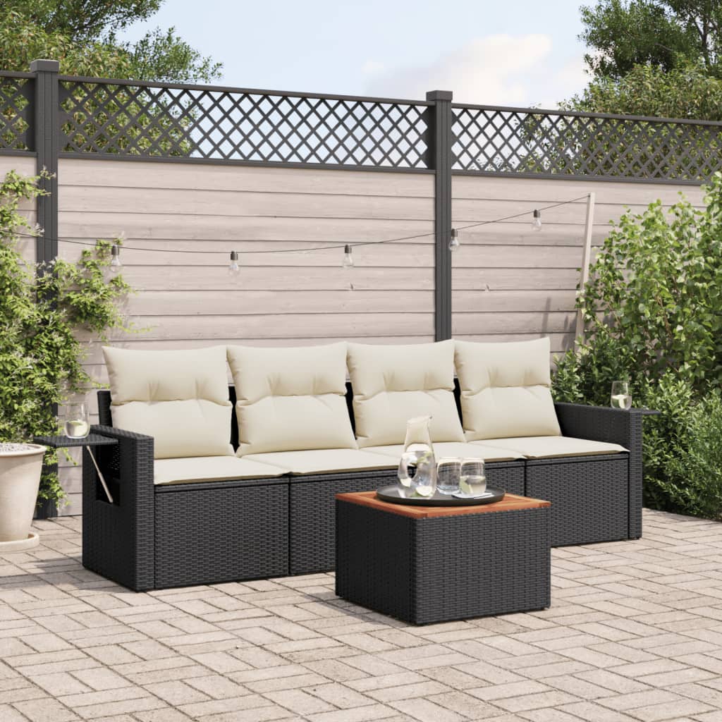 Set Mobilier De Grădină Cu Perne, 5 Piese, , Poliratan