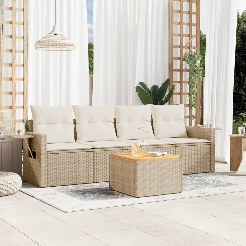 Set Mobilier De Grădină Cu Perne, 5 Piese, , Poliratan