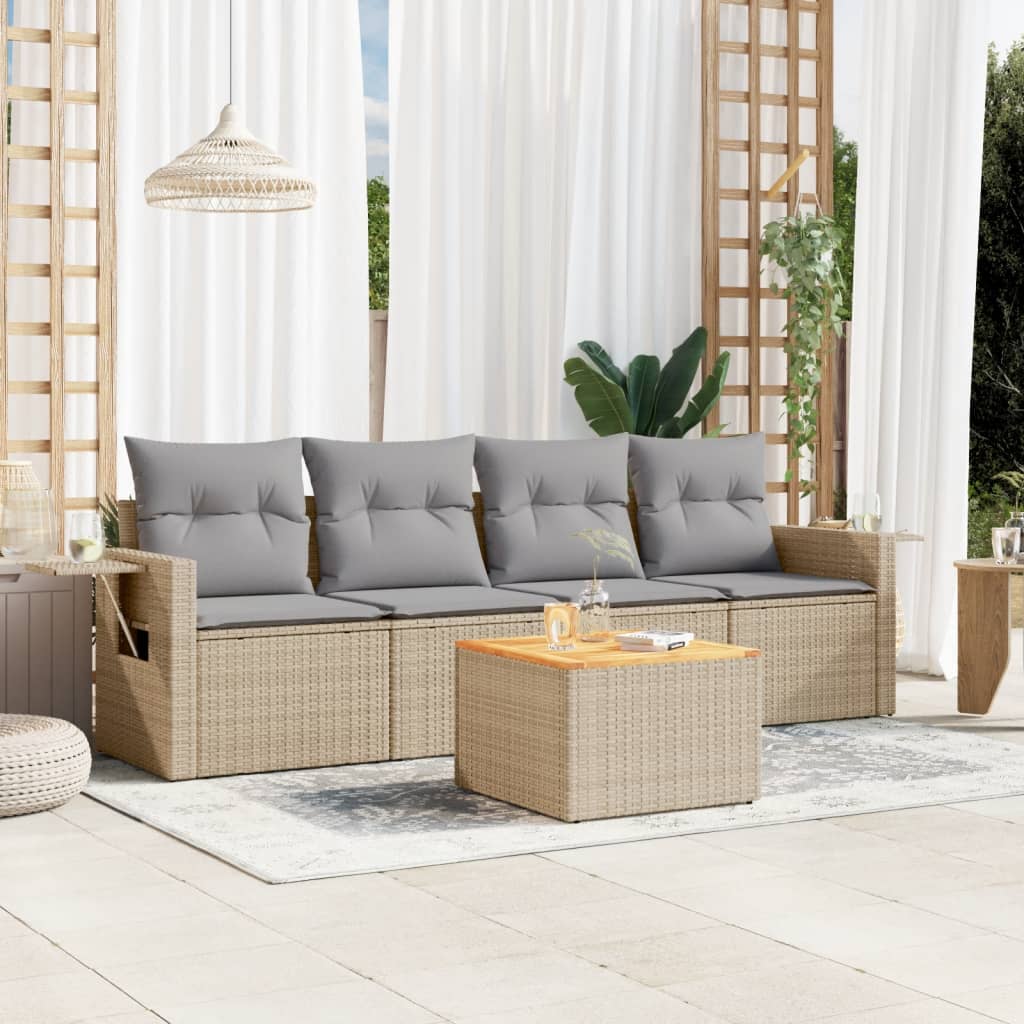 Set Mobilier De Grădină Cu Perne, 5 Piese, , Poliratan