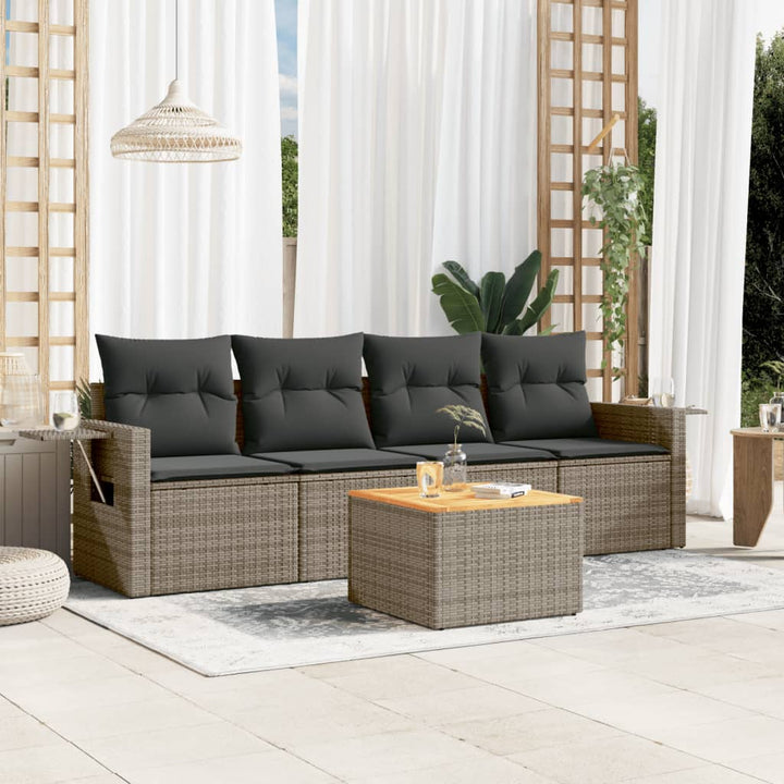 Set Mobilier De Grădină Cu Perne, 5 Piese, , Poliratan