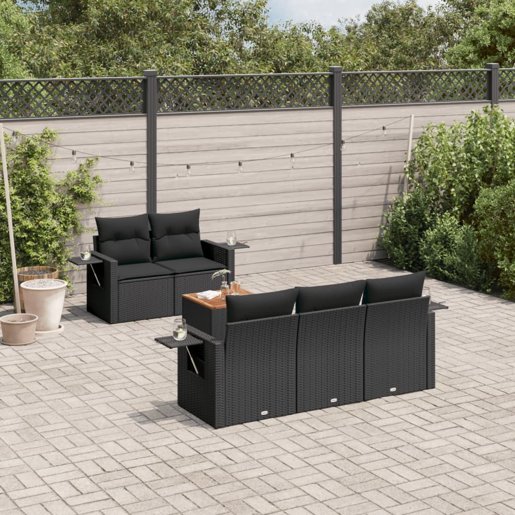 Set Mobilier Grădină Cu Perne, 6 Piese, , Poliratan