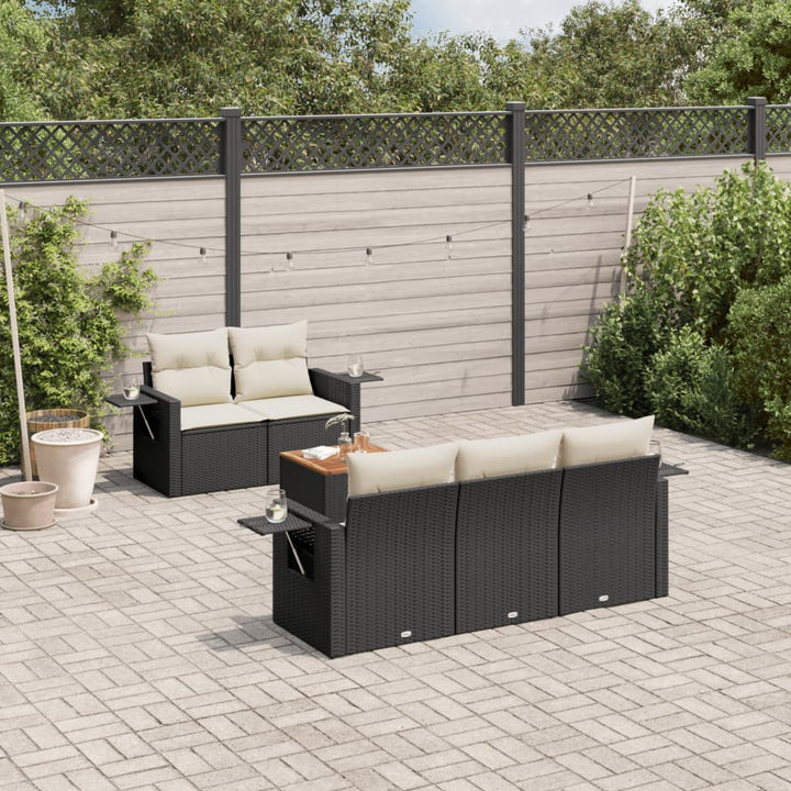 Set Mobilier Grădină Cu Perne, 6 Piese, , Poliratan