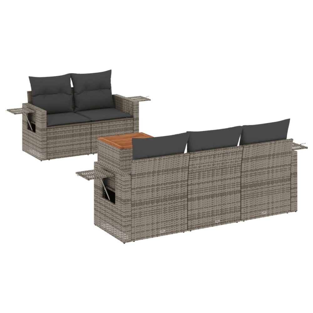 Set Mobilier Grădină Cu Perne, 6 Piese, , Poliratan