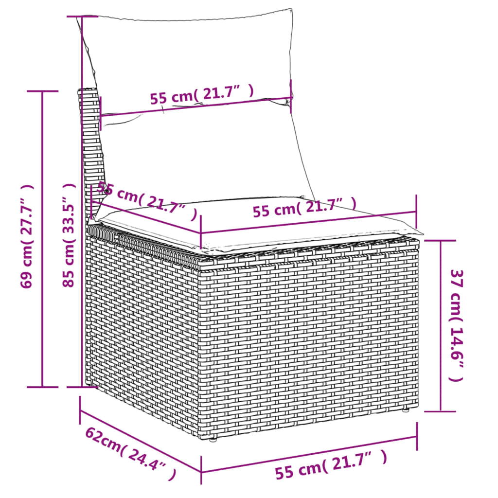 Set Mobilier Grădină Cu Perne, 6 Piese, , Poliratan