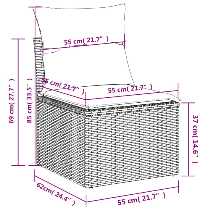 Set Mobilier Grădină Cu Perne, 6 Piese, , Poliratan