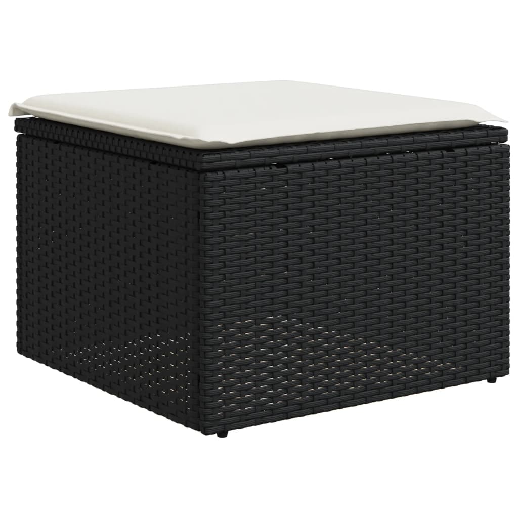 Set Mobilier De Grădină Cu Perne, 8 Piese, Negru, Poliratan