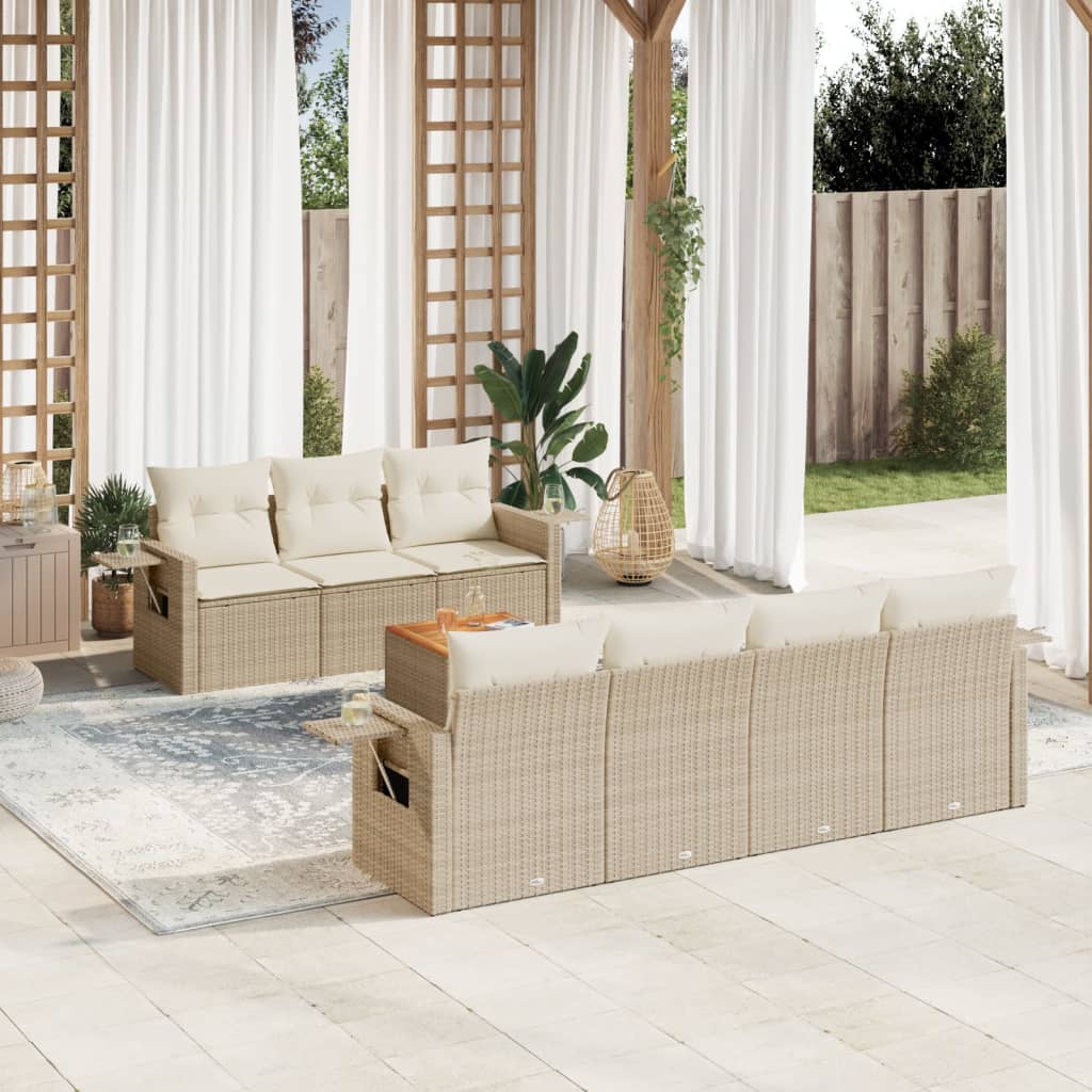 Set Mobilier De Grădină Cu Perne, 8 Piese, Negru, Poliratan