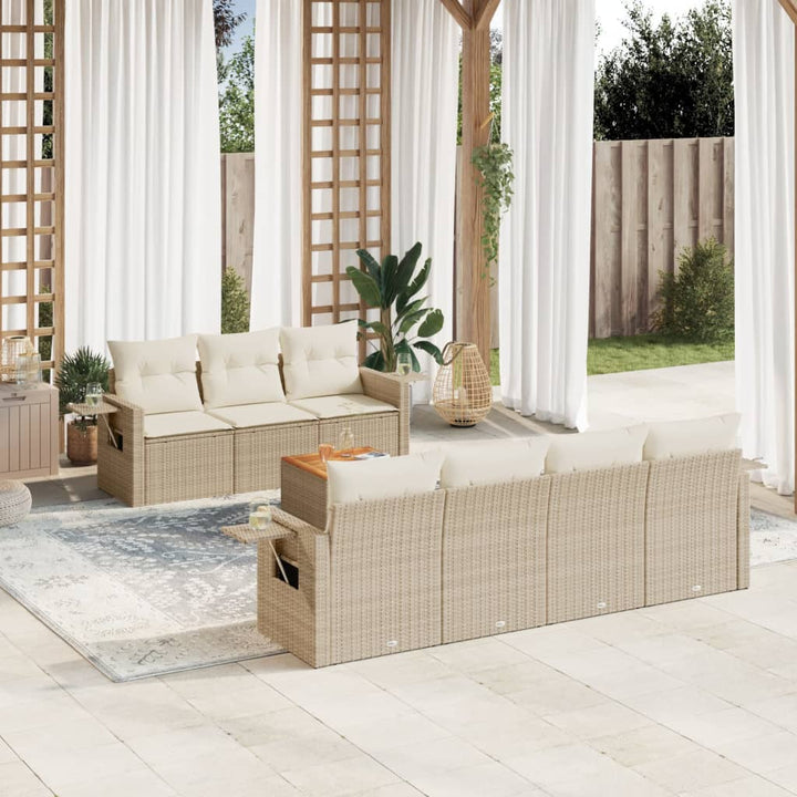 Set Mobilier De Grădină Cu Perne, 8 Piese, Negru, Poliratan