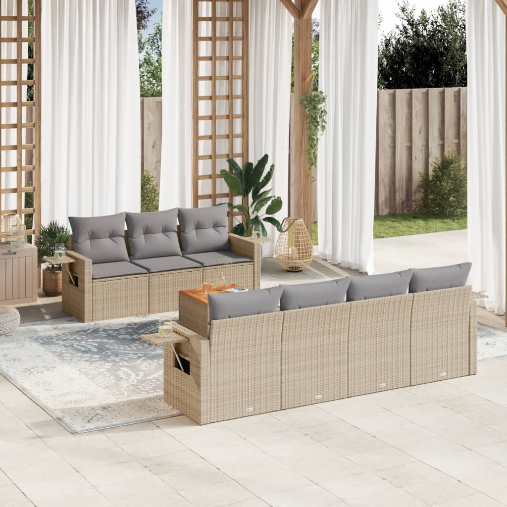 Set Mobilier De Grădină Cu Perne, 8 Piese, Negru, Poliratan
