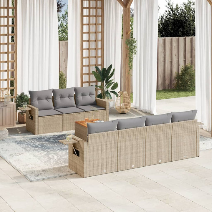 Set Mobilier De Grădină Cu Perne, 8 Piese, Negru, Poliratan