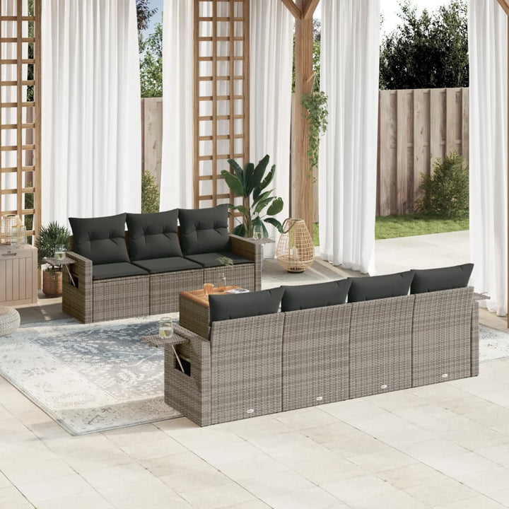 Set Mobilier De Grădină Cu Perne, 8 Piese, Negru, Poliratan