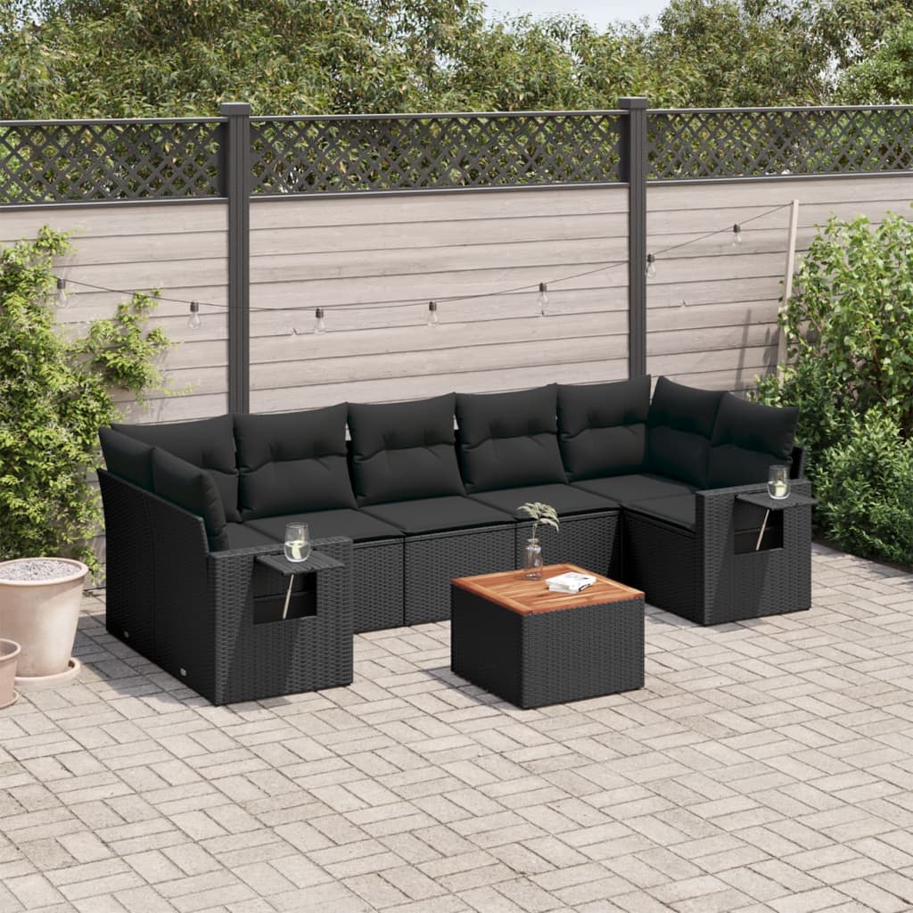 Set Mobilier De Grădină Cu Perne, 8 Piese, , Poliratan
