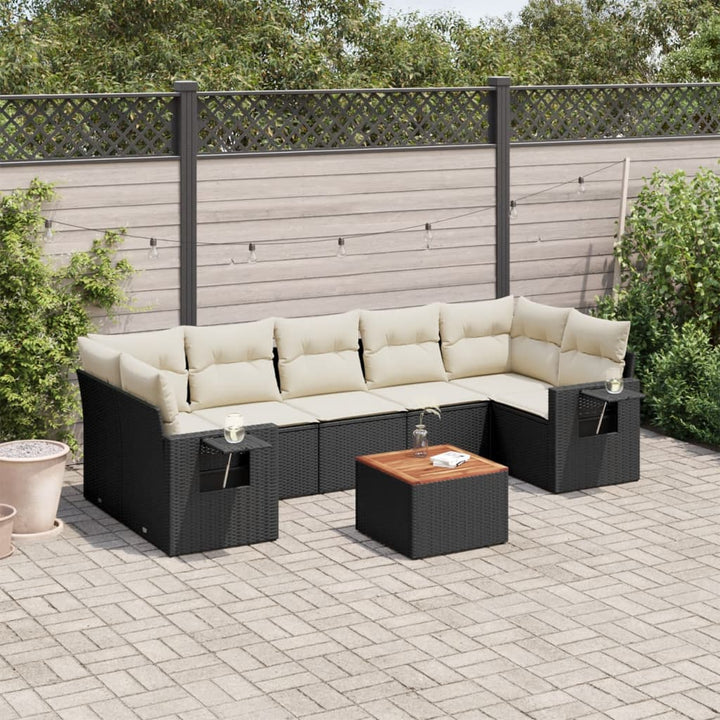 Set Mobilier De Grădină Cu Perne, 8 Piese, , Poliratan