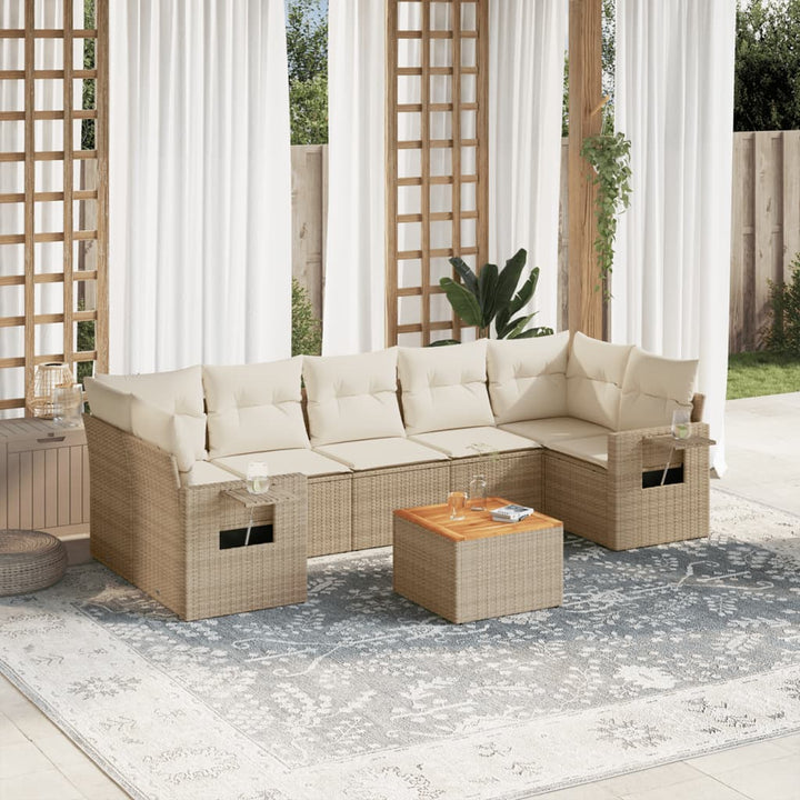 Set Mobilier De Grădină Cu Perne, 8 Piese, , Poliratan