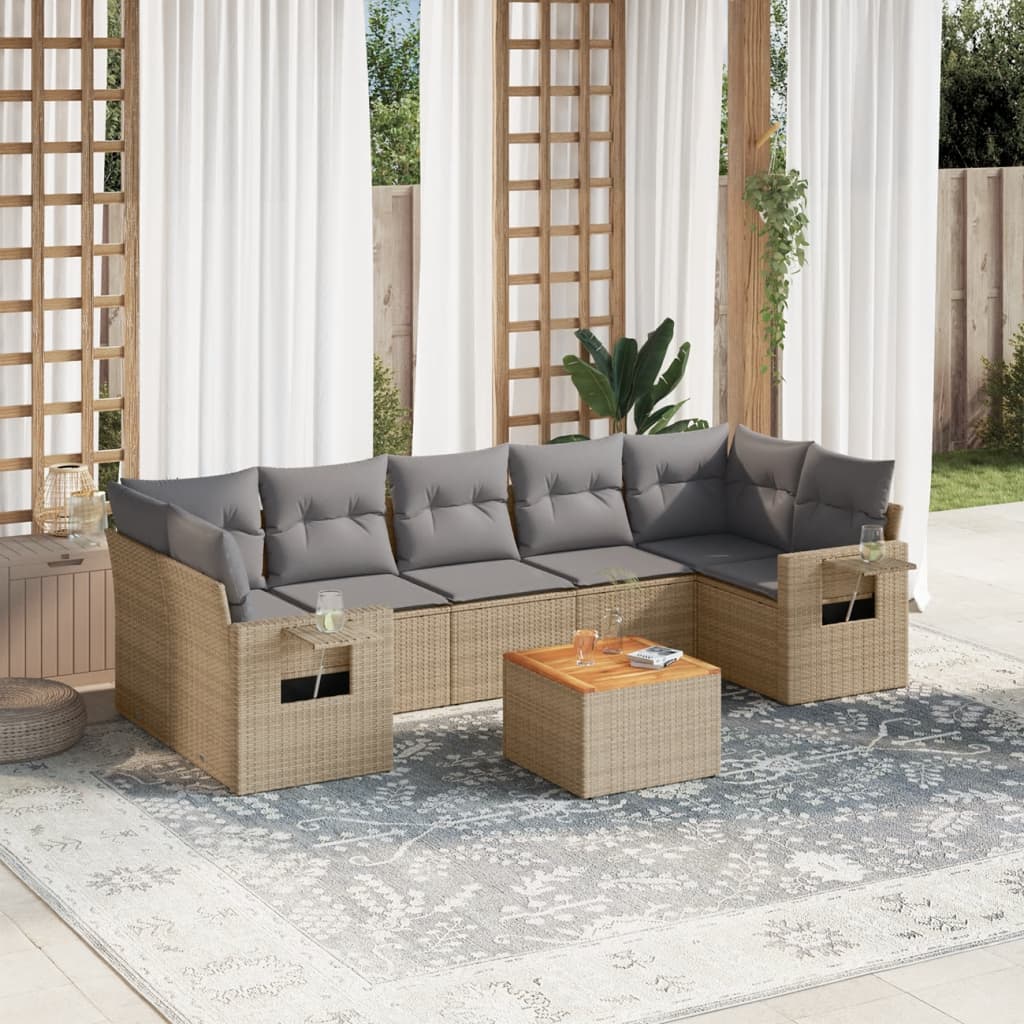 Set Mobilier De Grădină Cu Perne, 8 Piese, , Poliratan