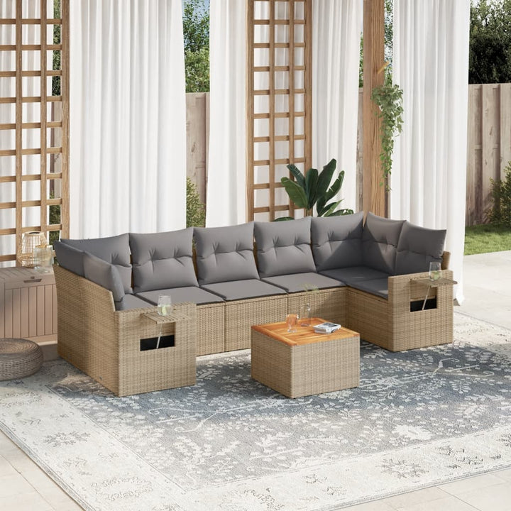 Set Mobilier De Grădină Cu Perne, 8 Piese, , Poliratan