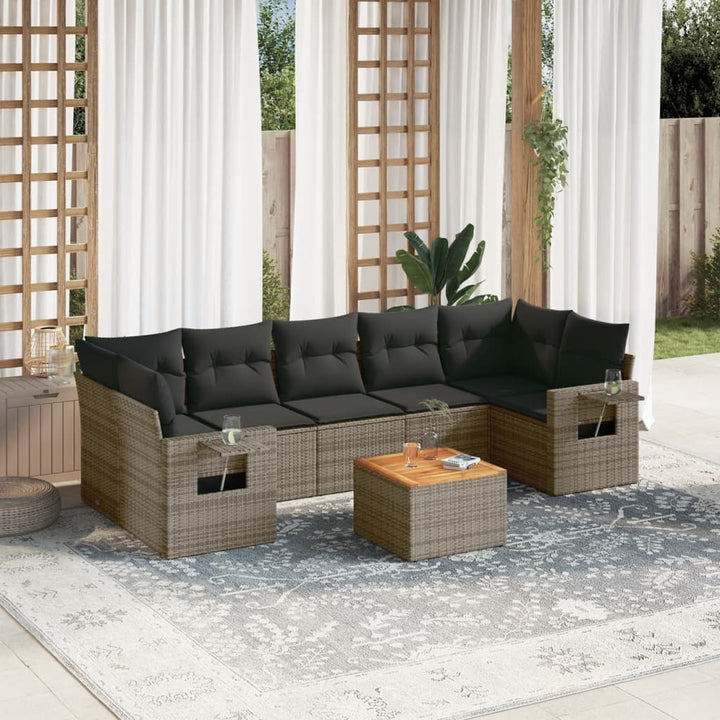 Set Mobilier De Grădină Cu Perne, 8 Piese, , Poliratan