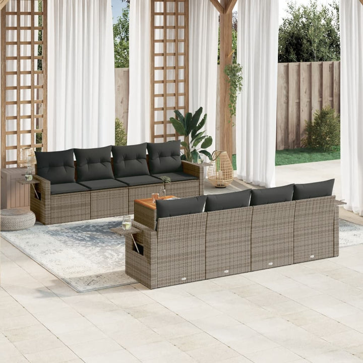 Set Canapele De Grădină, 9 Piese, Cu Perne, , Poliratan