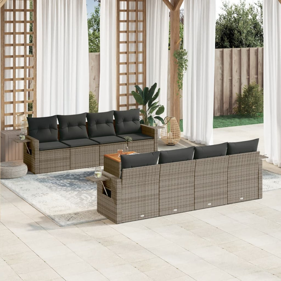Set Canapele De Grădină, 9 Piese, Cu Perne, , Poliratan