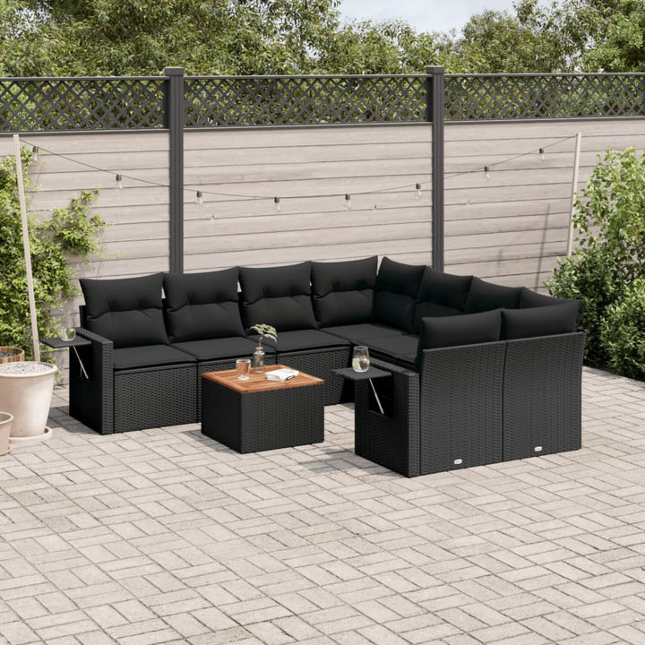 Set Canapele De Grădină, 9 Piese, Cu Perne, , Poliratan