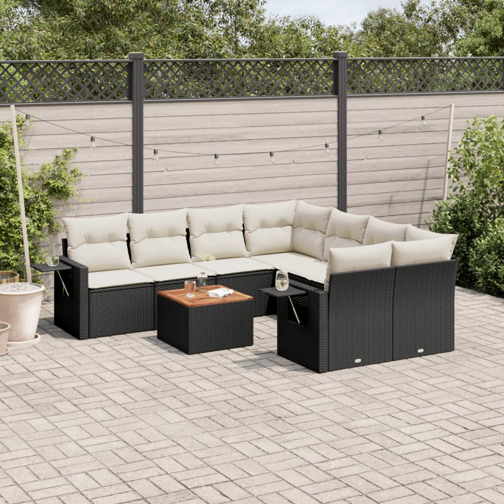 Set Canapele De Grădină, 9 Piese, Cu Perne, , Poliratan