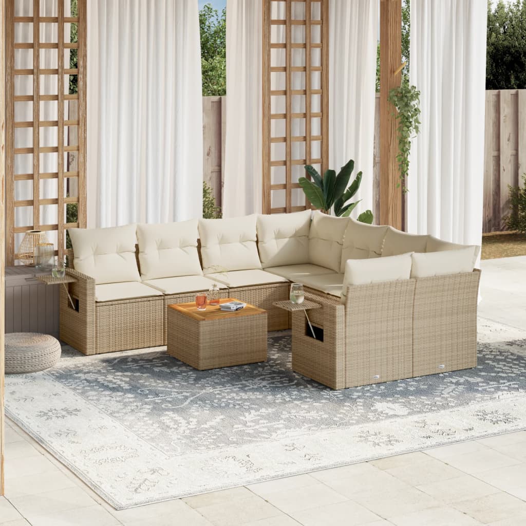 Set Canapele De Grădină, 9 Piese, Cu Perne, , Poliratan