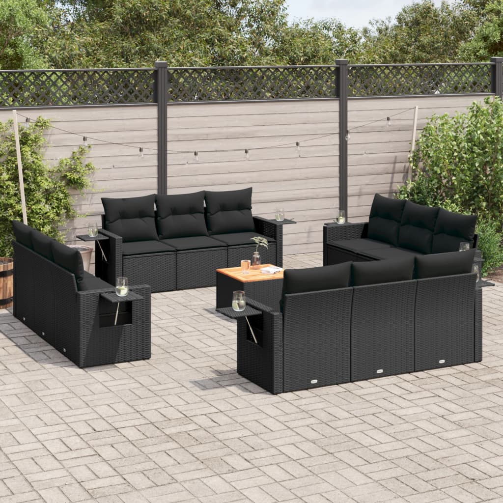 Set Mobilier De Grădină Cu Perne, 13 Piese, , Poliratan