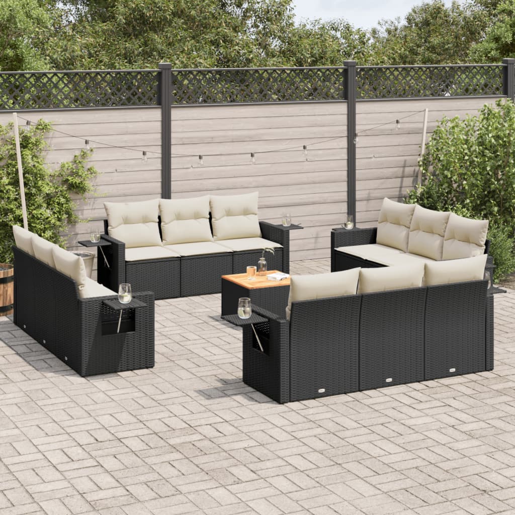Set Mobilier De Grădină Cu Perne, 13 Piese, , Poliratan