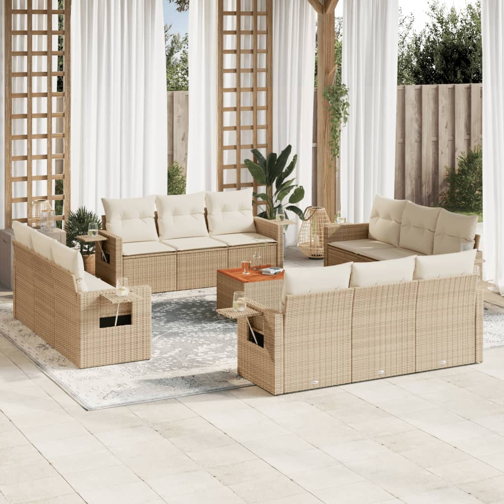 Set Mobilier De Grădină Cu Perne, 13 Piese, , Poliratan