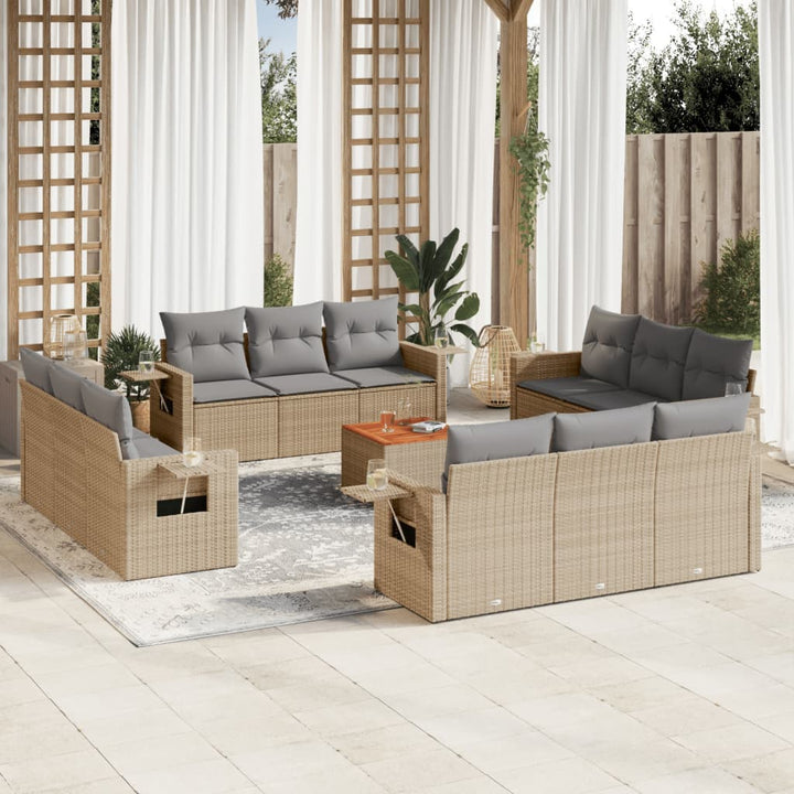 Set Mobilier De Grădină Cu Perne, 13 Piese, , Poliratan