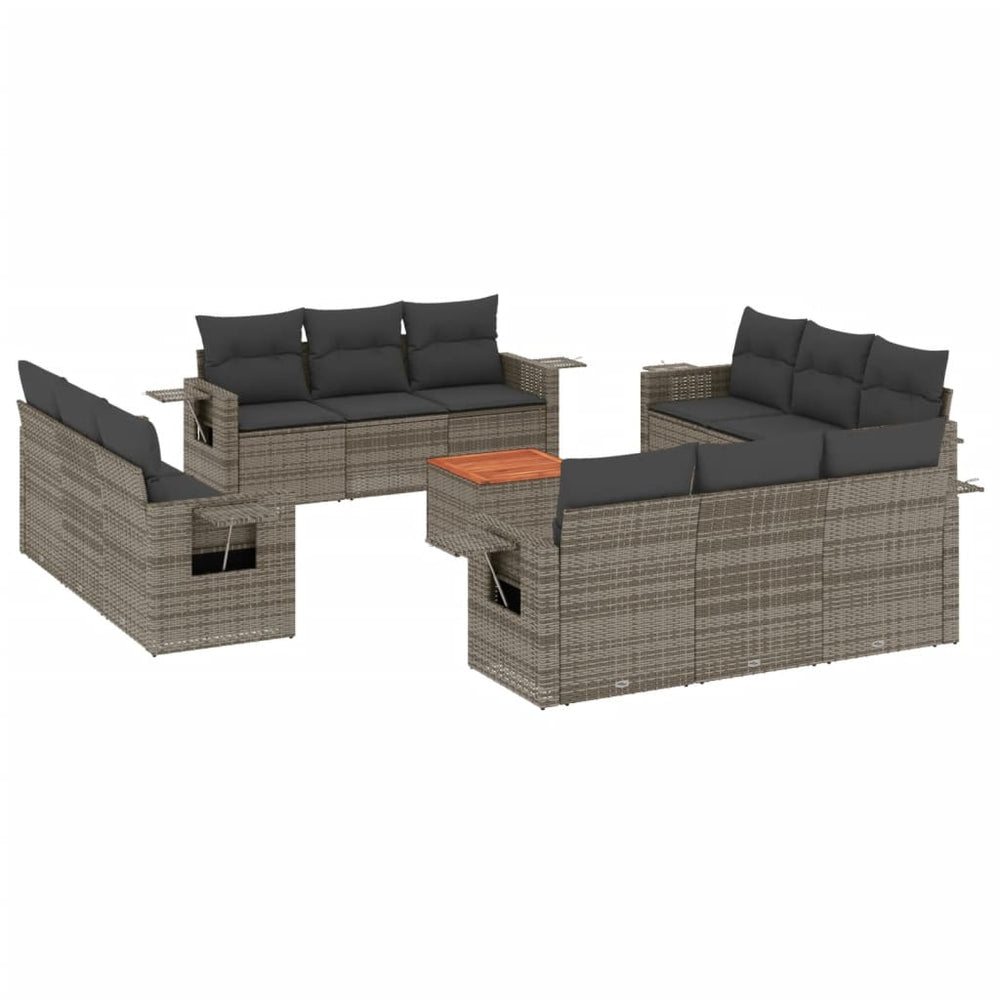 Set Mobilier De Grădină Cu Perne, 13 Piese, , Poliratan
