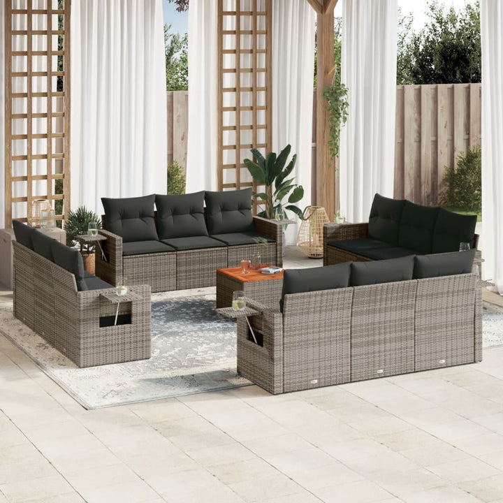 Set Mobilier De Grădină Cu Perne, 13 Piese, , Poliratan